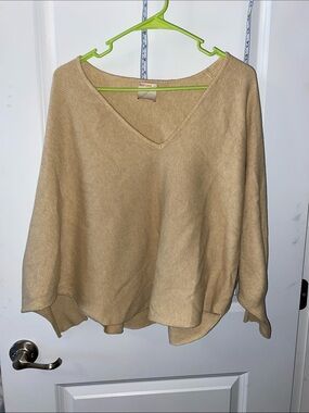 Kerisma Ribbed V-Neck Dolman Sweater Beige Tan Size M/L